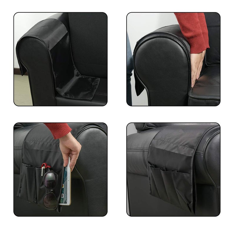 CM Sofa Armrest Organizer Couch Arm Chair Caddy Sofa Covers Remote Control Holder Magazine Notebook Storage Bag with 5 Pockets for Home Office Recliners Storage - Image 5